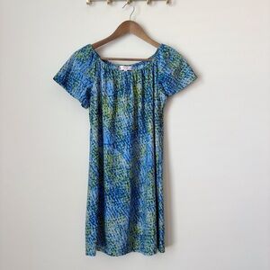 Jude Connally Joy Off Shoulder Dress XS Blue Green Shift